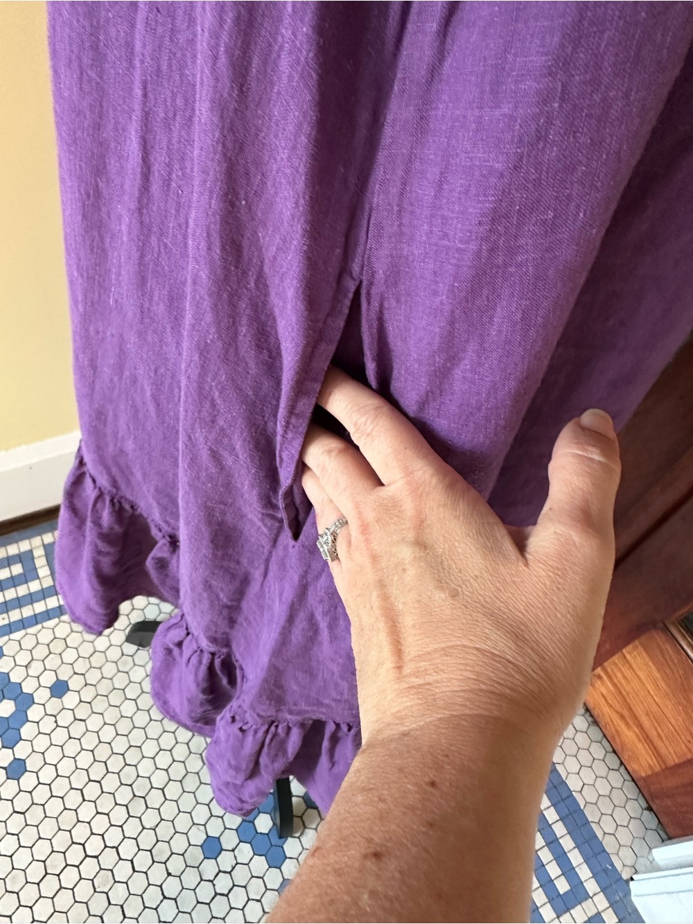 Bryn Walker | Angelita Purple Linen Sleeveless Ruffle Hem Dress, Size M, NWT - Picture 4 of 10